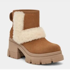 Ugg Brooklyn Sunburst Boots Waterproof Lug Sole Suede Sherpa Fur Designer #113